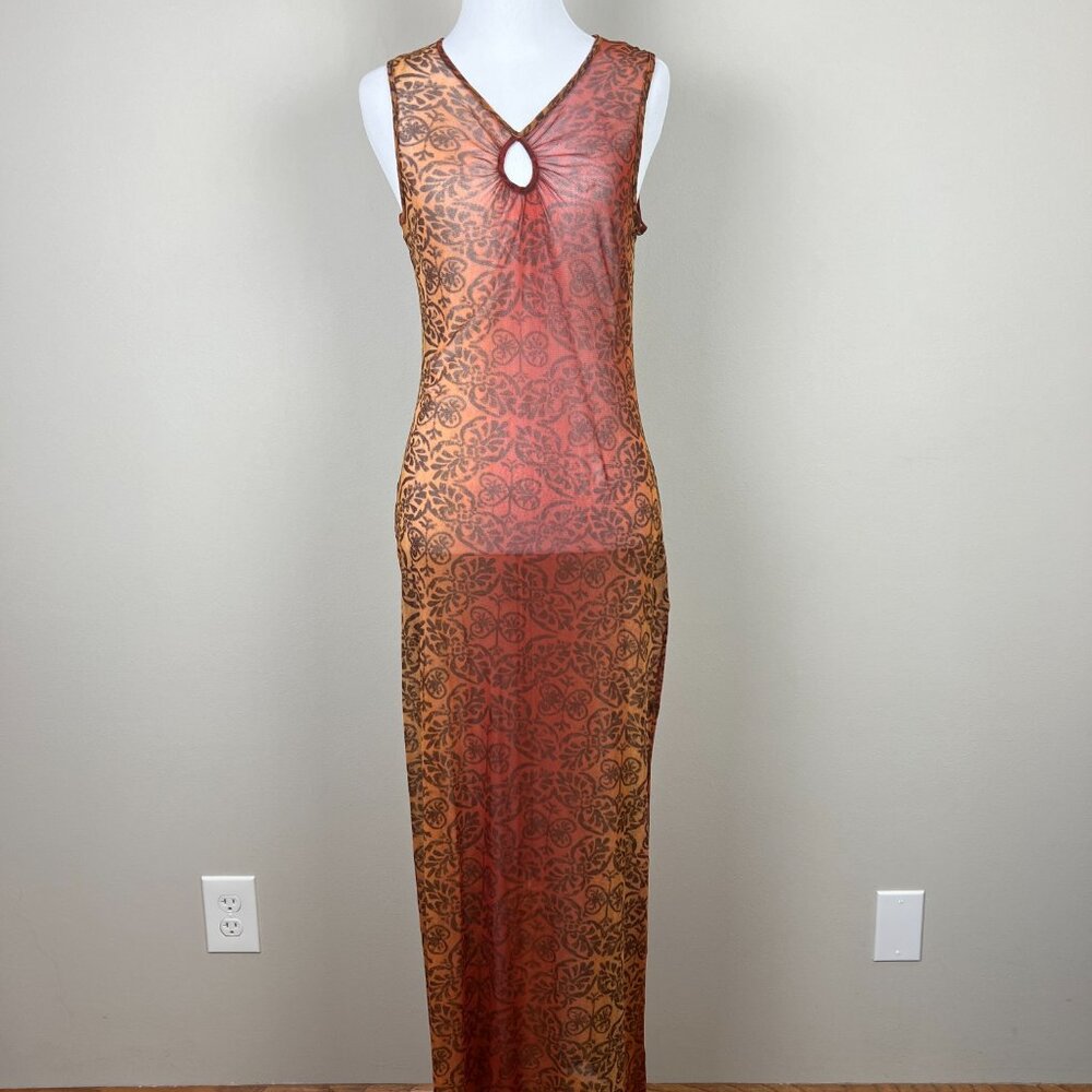 Chic Sleeveless Maxi Dress in Orange and Brown